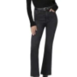 PAIGE Claidine High Rise Crop Distressed Raw Hem Black Denim Jeans Sz 28